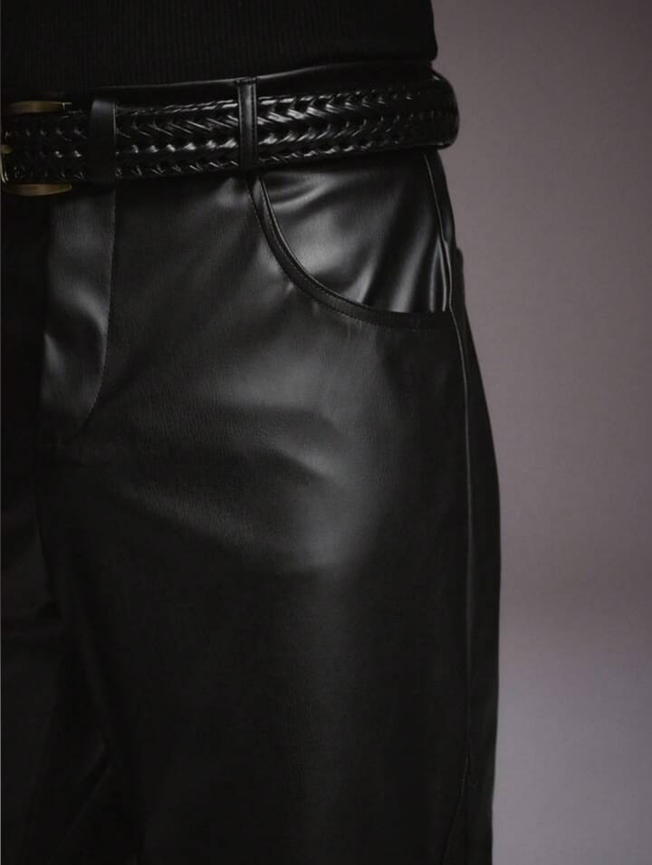 Men's PU Leather Pocket Casual Every Day Slim Fit Trousers